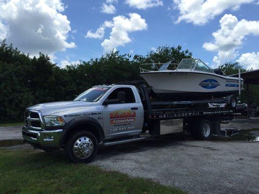 Boat trailer with a broken axle