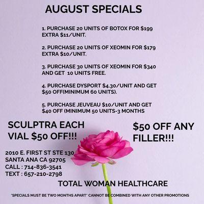 AUGUST SPECIALS!!!
CALL US TO MAKE YOUR NEXT APPT.