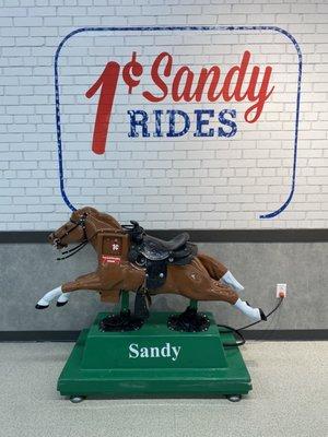 A children's pony ride for a penny! Ride Sandy for one cent.