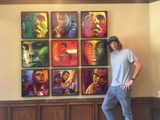 This wall of Ali pieces was delivered and hung by our team in a clients home. As us about this free service.