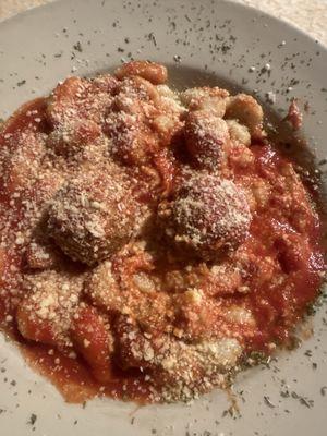 Gnocchi and meatballs