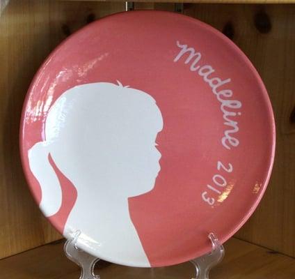 A silhouette plate painted by our staff.