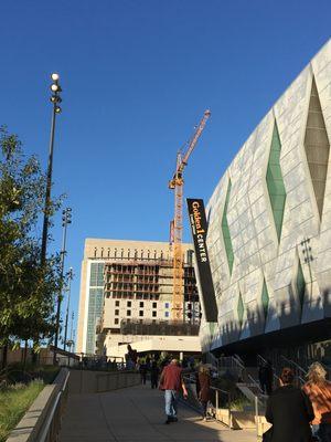 The New Sawyer Hotel under construction.  In the background is the Federal courthouse.