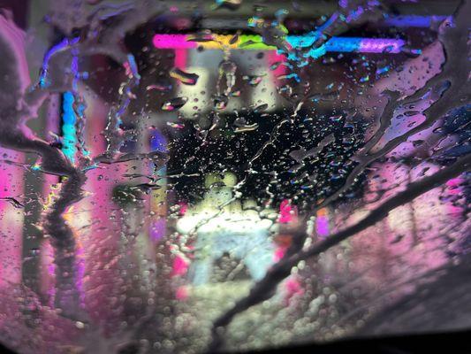 Inside the car wash