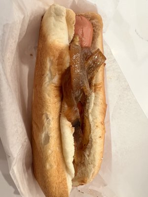 Hot Dog with cooked onions