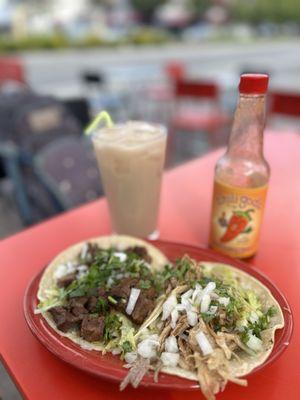 After ride tacos! Carne Asada Tacos, Carnitas Tacos and a Horchata! All deelish!