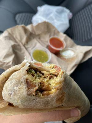 Bacon breakfast burrito