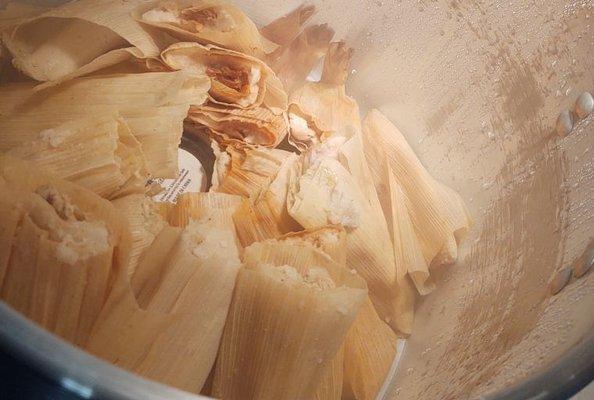 Tamales from Carneceria Azteca Green chili cheese & Red Pork, simply delicious