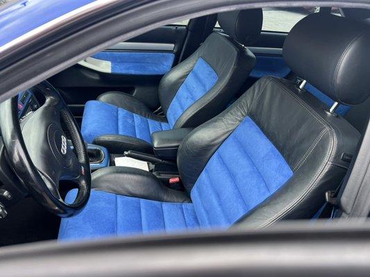 Blue Alcantara inserts on this Audi S4