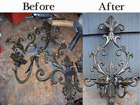 Candelabra repair, before and after.