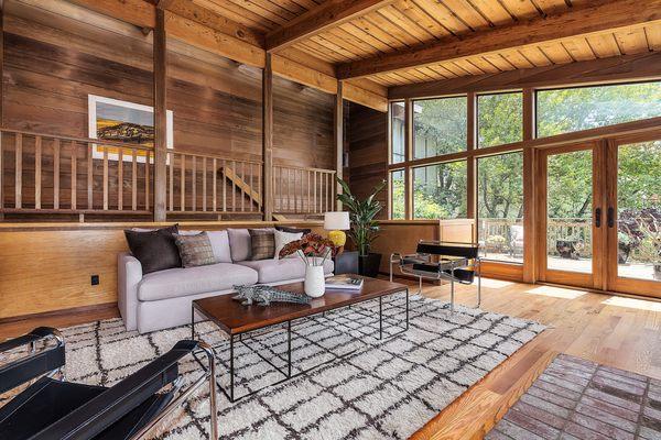 Stunning home in the Claremont neighborhood, architecture inspired by Nepenthe in Big Sur.