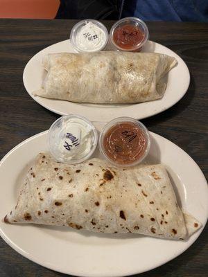 Sausage burrito and a Chorizo burrito!