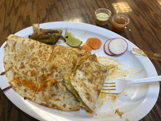 Quesadilla with spicy pork.