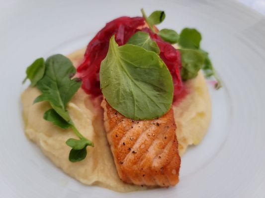 Salmon with turnip puree