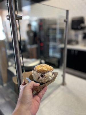 Gooey butter cookie with the most delicious ice cream and a monster cookie on the bottom.