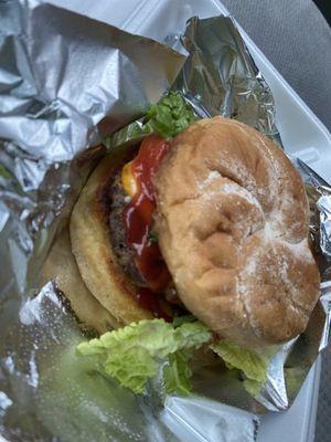 Cheeseburger w/ Lettuce, Tomato, Onions, Cheddar, and Ketchup for $7.49