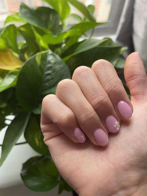 Gel manicure with hand painted flower design