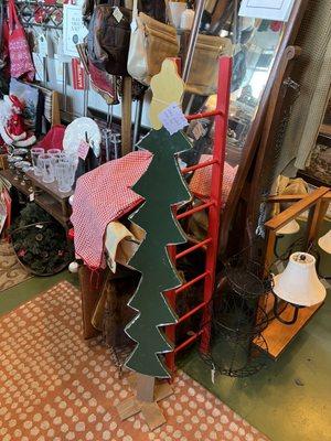 Skinny wooden carved painted Christmas Tree $20.00 11/24/2023