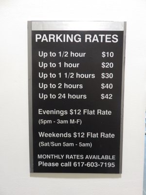 5/2017 - parking rate of 280 Congress Atlantic Wharf Garage found within 290 Congress Street