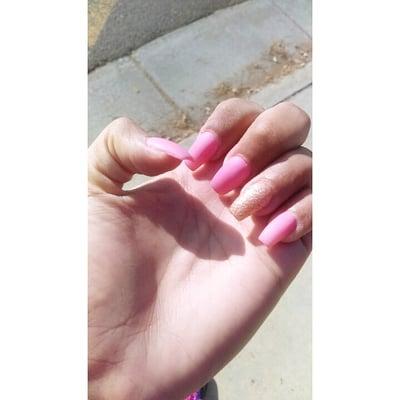 Barbie pink gel matte nails 22$