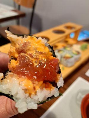 Spicy bluefin tuna hand roll