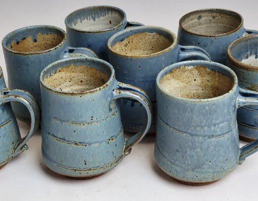 Denim bluw mugs. Stoneware.