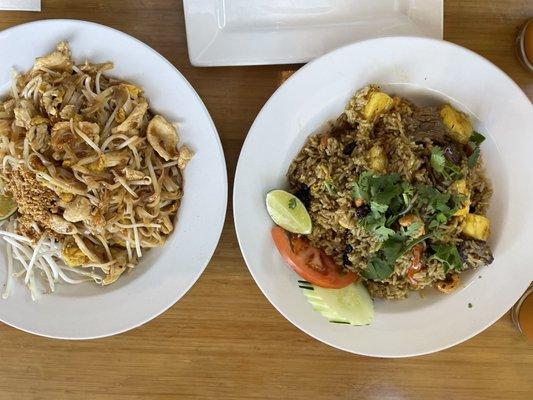 Pad Thai and Pineapple beef fried rice - can't go wrong!