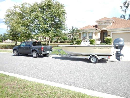 My Nissan frontier has towed this boat to the keys about 10times, LA, NY and Canada.