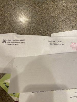 Date the letter was mailed. Exactly one day before a scheduled appointment.