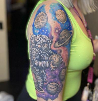 #astronaut #solidinktattoos #galaxytattoo #notcompleted #cooltattoo