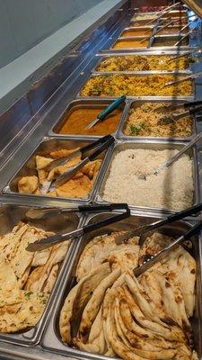 Breads, samosas, and curries