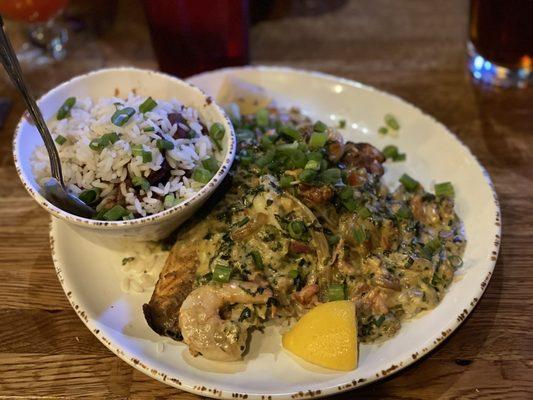 Redfish and red beans and rice