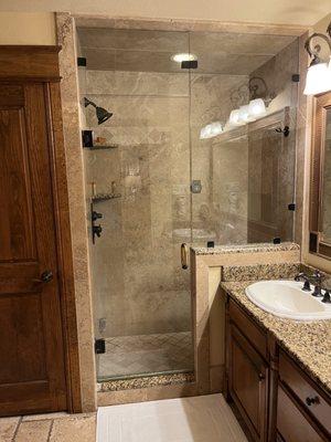 Belle Star shower and double sinks.