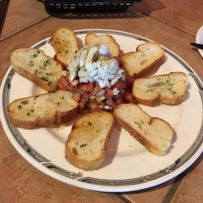 Bruschetta with crabmeat