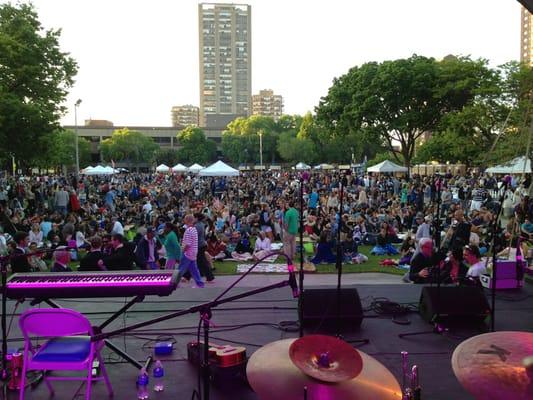 Looking out at a great crowd!  Davina and the Vagabonds