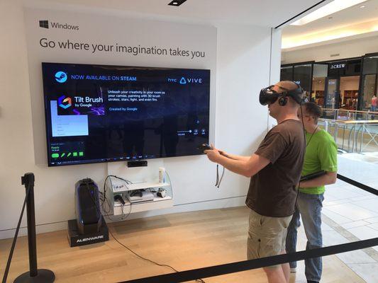 Htc vive virtual reality demo at Microsoft store, international mall