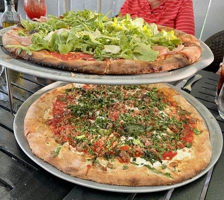 Parma Pizza (top) & Campagnola Pizza (bottom) - both large