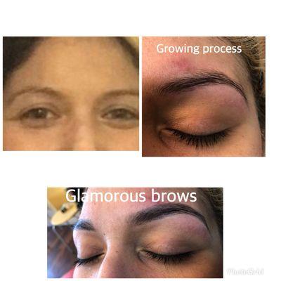 Believe in process  she wanted thick brows so we left some hair to grow now here it is production we still little more to grow #browgoal#