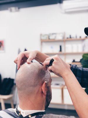 A head-shave can be difficult doing it yourself. Make sure to book your shave this weekend! Book Now!