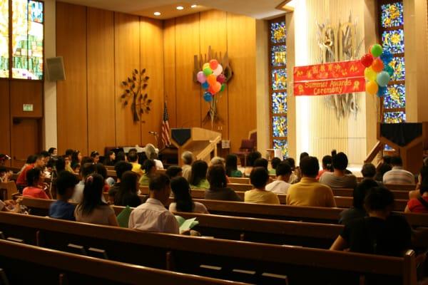 End of Summer ceremony, where students perform skits in front of their parents.