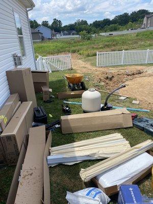 Trail of destruction into the dumping ground where they hauled the dirt.