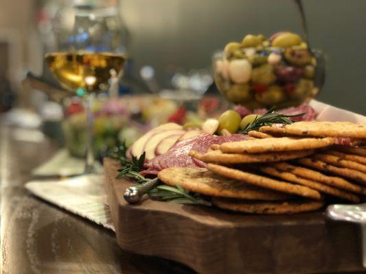 Wine and cheese plate