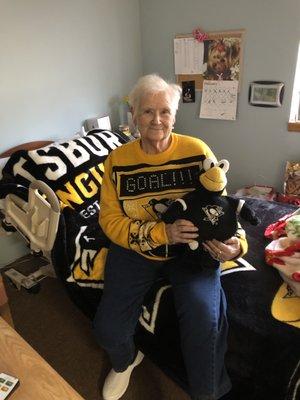 Mom at William Penn waiting for Penguin game!!