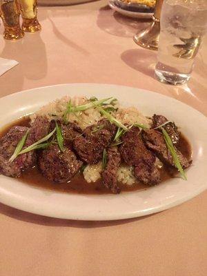 Risotto with Rosemary, Asparagus, and Beef Tips