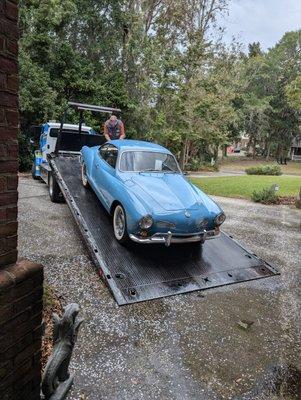 Mike physically pulled the car to my garage door