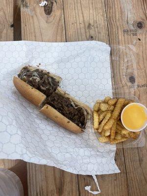 Cheesesteak Sandwich and Fries