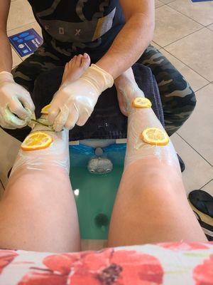 Fresh citrus on your legs