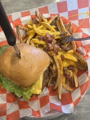 Burgher burger and load fries