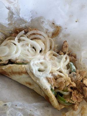 Chicken Shishkebob on Pita Bread.