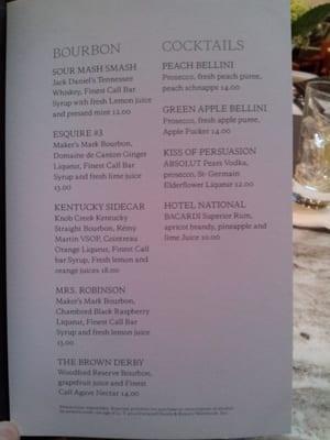 Drink menu.